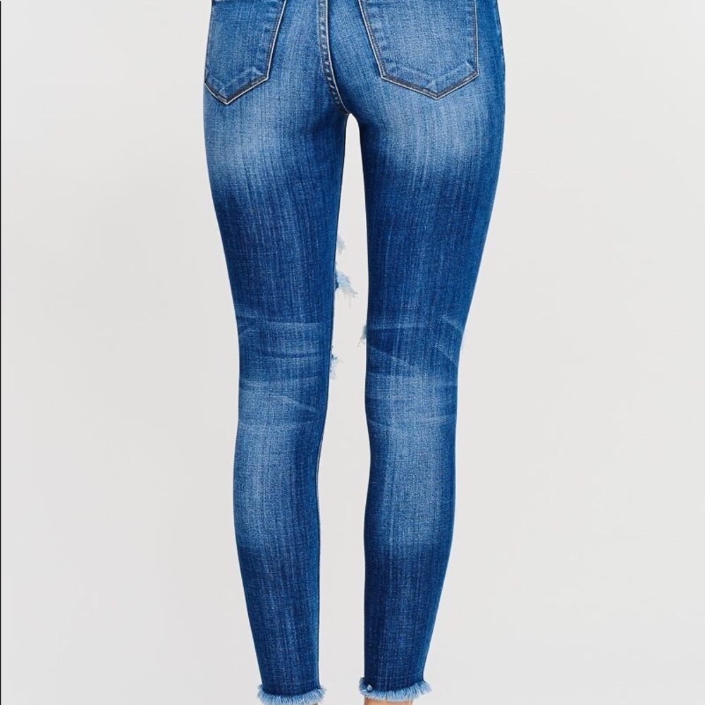 KANCAN NEW‼️DISTRESSED RIPPED ANKLE SKINNY- JEANS - Picture 5 of 7